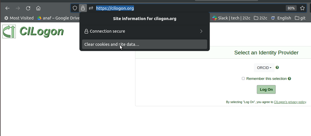 An example of clearing cookies with Firefox.