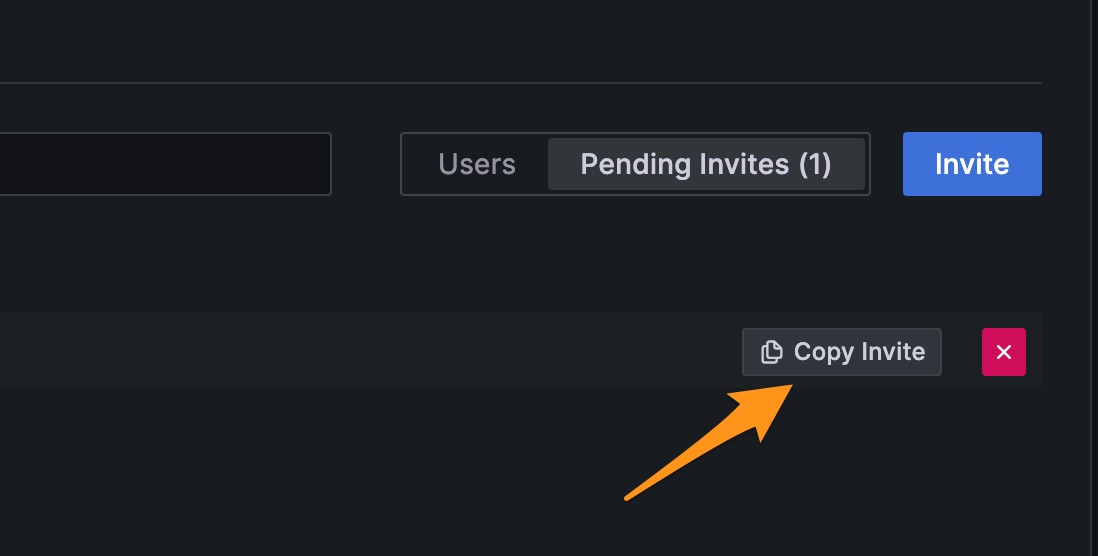 Select the “Copy invite” button next to the user you just created
